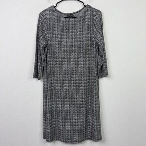 J.Jill Wearever Dress Womens S Black White Plaid Woven Knit Career Minimalist